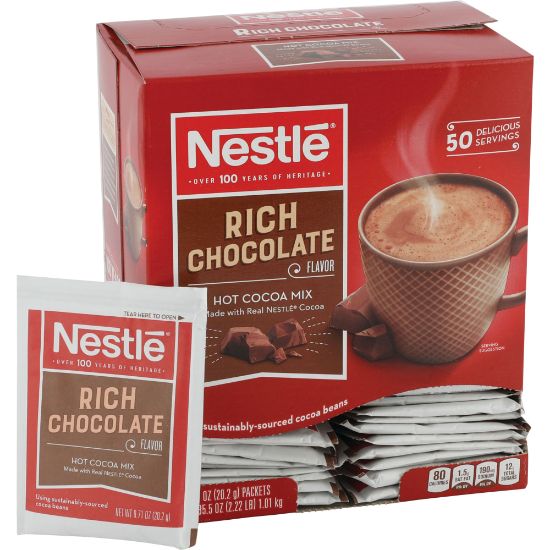 Picture of Nestle Rich Chocolate Hot Cocoa, 0.71 Oz, Box Of 50 Packets