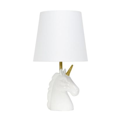 Picture of Simple Designs Sparkling Unicorn Table Lamp, 16inH, Gold/White