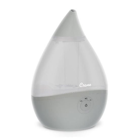 Picture of Crane Droplet Ultrasonic Cool Mist Humidifier, 0.5 Gallons, 6 3/4in x 6 3/4in x 10 1/2in, Gray