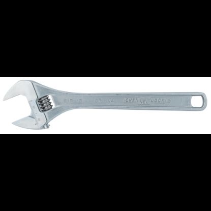 Picture of Adjustable Wrenches, 15 in Long, 1.69 in Opening, Chrome