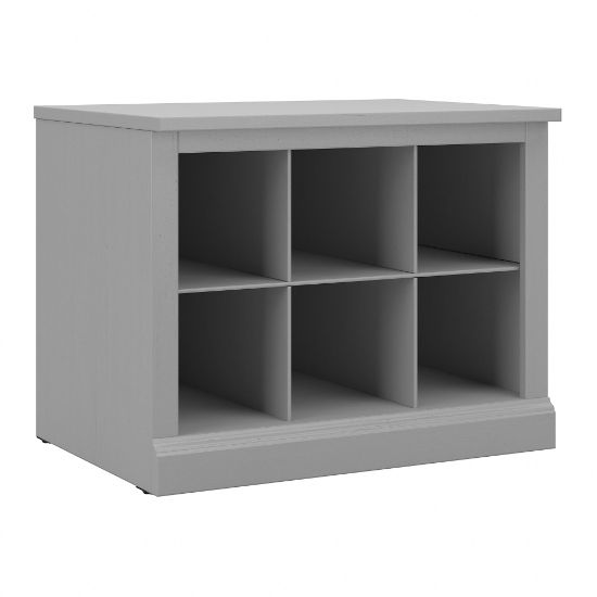 Picture of Bush Furniture Woodland 24inW Small Shoe Bench with Shelves, Cape Cod Gray, Standard Delivery