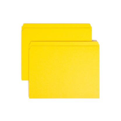 Picture of Smead Color File Folders, With Reinforced Tabs, Letter Size, Straight Cut, Yellow, Box Of 100