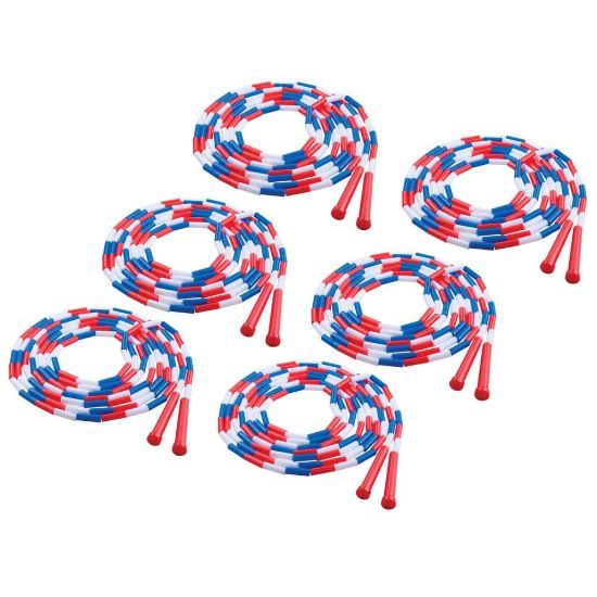 Picture of Champion Sports Plastic Segmented Jump Ropes, 16ft, Red/White/Blue, Pack Of 6 Jump Ropes