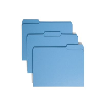 Picture of Smead Color File Folders, With Reinforced Tabs, Letter Size, 1/3 Cut, Blue, Box Of 100