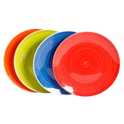 Picture of Gibson Home Crenshaw 4-Piece Fine Ceramic Dinner Plate Set, 10-1/4in, Assorted Colors