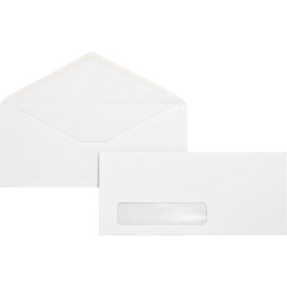 Picture of Business Source No. 10 Diagonal Seam Window Envelopes - Single Window - #10 - 4 1/8in Width x 9 1/2in Length - 24 lb - Gummed - Wove - 500 / Box - White