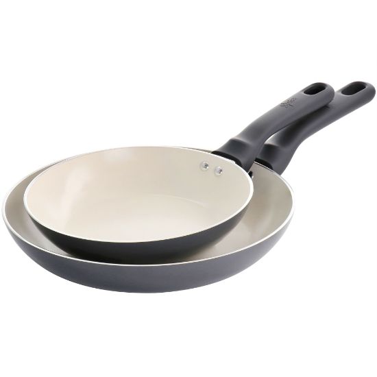 Picture of Spice by Tia Mowry Savory Saffron 2-Piece Ceramic Non-Stick Aluminum Frying Pan Set, Gray