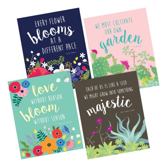 Picture of Barker Creek Art Print Set, 8in x 10in, Petals & Prickles, Set Of 4 Prints