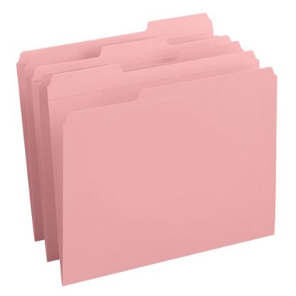 Picture of Smead Color File Folders, With Reinforced Tabs, Letter Size, 1/3 Cut, Pink, Box Of 100