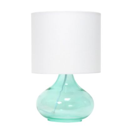 Picture of Simple Designs Glass Raindrop Table Lamp, 13-3/4inH, White Shade/Aqua Base