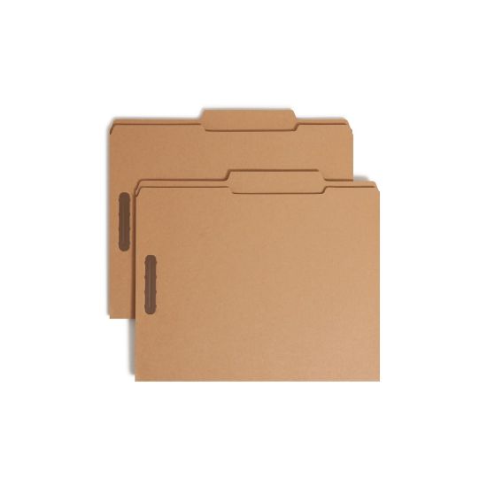 Picture of Smead Kraft Reinforced Tab Fastener Folders, 3/4in Expansion, 8 1/2in x 11in, Letter, Brown, Box of 50