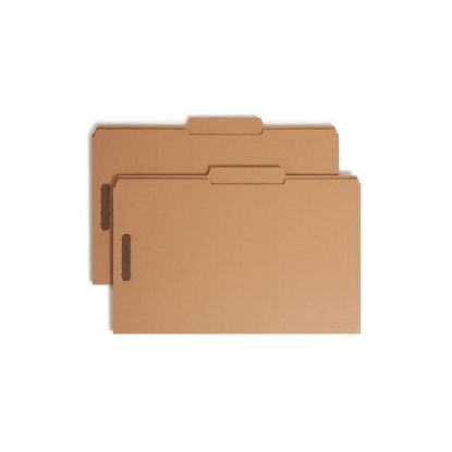 Picture of Smead Kraft Reinforced Tab Fastener Folders, 3/4in Expansion, 8 1/2in x 14in, Legal, Brown, Box of 50