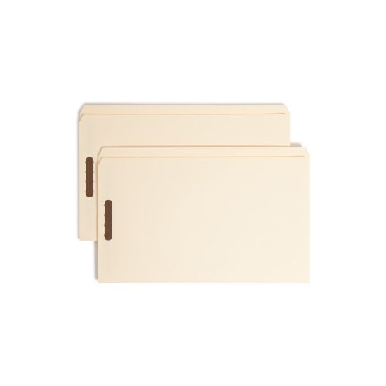 Picture of Smead Manila Reinforced Tab Fastener Folders With Two Fasteners, Straight Cut, Legal Size, Pack Of 50