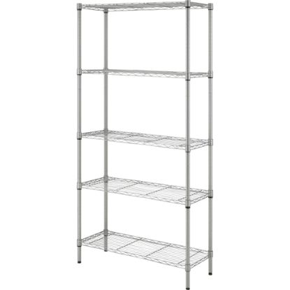 Picture of Lorell Light-Duty Wire Shelving - 5 Tier(s) - 72in Height x 36in Width x 14in DepthFloor - Epoxy - Silver - Plastic, Metal, Steel - 1 Each