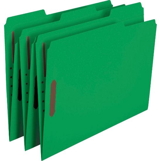 Picture of Smead Color Reinforced Tab Fastener Folders, Letter Size, 1/3 Cut, Green, Pack Of 50