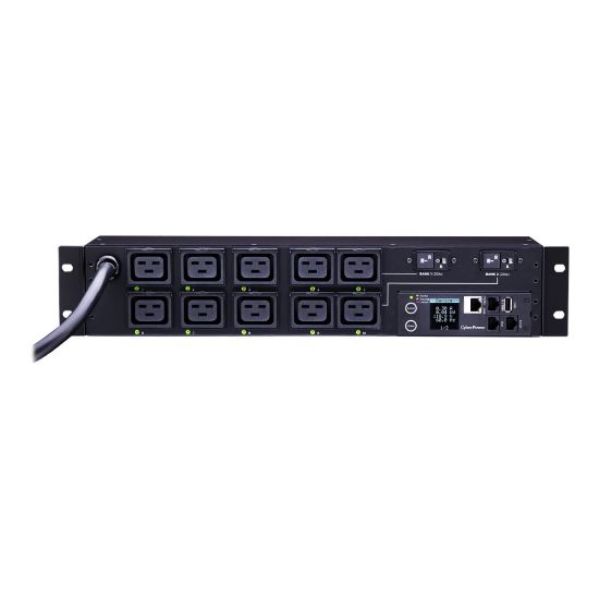 Picture of CyberPower Switched Metered-by-Outlet PDU81009 - Power distribution unit (rack-mountable) - AC 200-240 V - Ethernet, USB, serial - input: NEMA L6-30 - output connectors: 10 (IEC 60320 C19) - 2U - 12 ft cord