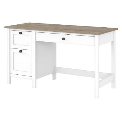 Picture of Bush Furniture Mayfield 54inW Computer Desk With Drawers, Pure White/Shiplap Gray, Standard Delivery