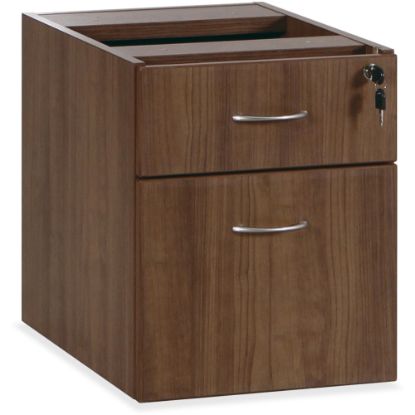 Picture of Lorell Essentials 16inW Vertical 2-Drawer Fixed Pedestal Box/File Cabinet For Computer Desk, Walnut