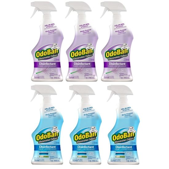 Picture of OdoBan Odor Eliminator Disinfectant Spray, Lavender And Fresh Linen Scent, 32 Oz, Case Of 6 Bottles