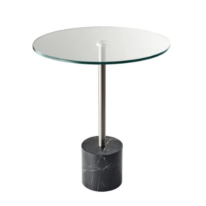 Picture of Adesso Blythe End Table, Round, 21inH x 17-3/4inW x 17-3/4inD, Clear/Black