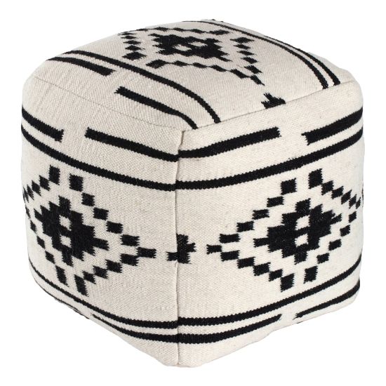 Picture of Anji Mountain Noir Noor Pouf Ottoman, Ivory/Black