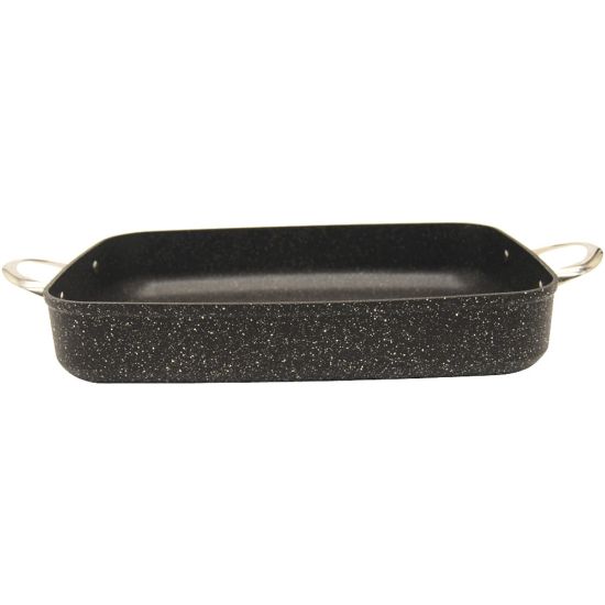 Picture of Starfrit The Rock Oven/Bakeware with Stainless Steel Handles (10in x 13in x 2.5in , Oblong) - Baking, Braising, Serving, Browning - Dishwasher Safe - Oven Safe - Rock - Cast Stainless Steel Handle