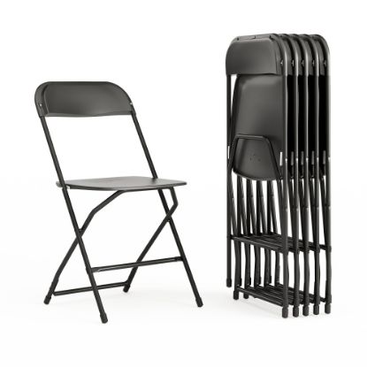 Picture of Flash Furniture Hercules Series Plastic Folding Chairs, Black, Set Of 6 Chairs