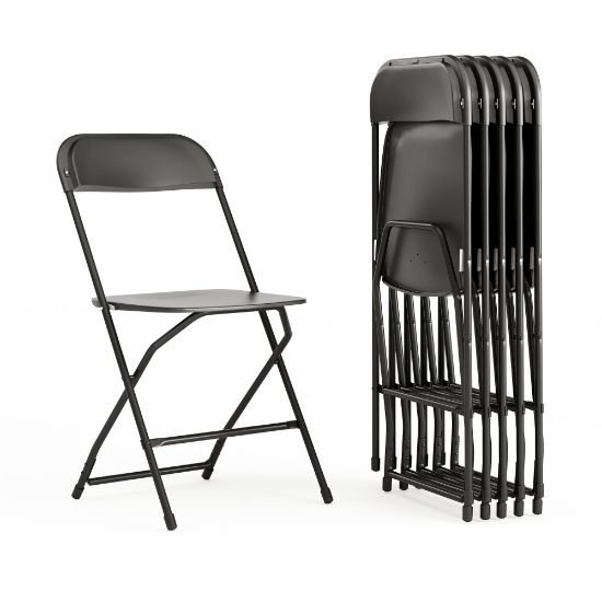 Picture of Flash Furniture Hercules Series Plastic Folding Chairs, Black, Set Of 6 Chairs