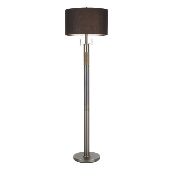 Picture of LumiSource Trophy Floor Lamp, 62inH, Black Shade/Gunmetal Base