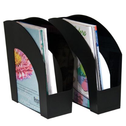 Picture of Office Depot Brand Arched Plastic Magazine Files, Pack Of 2, Black