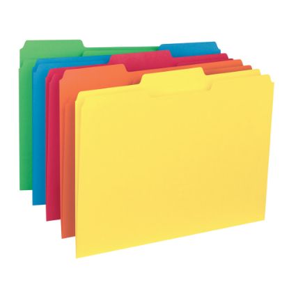 Picture of Smead Color Interior Folders, 1/3 Cut, Letter Size, Assorted Colors, Box Of 100