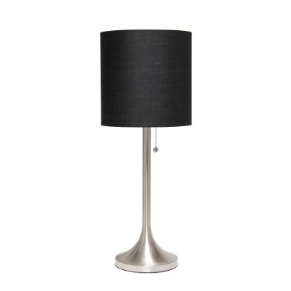 Picture of Simple Designs Tapered Table Lamp, 21inH, Black Shade/Brushed Nickel Base