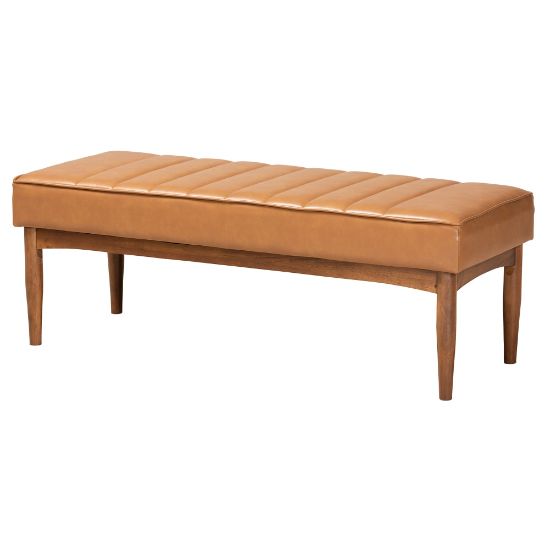 Picture of Baxton Studio Daymond Dining Bench, Tan/Walnut Brown