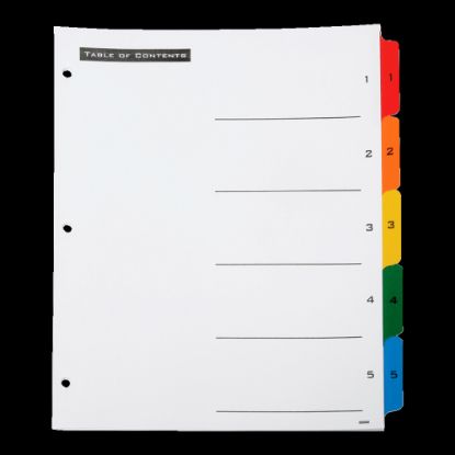 Picture of SKILCRAFT Numerical Index Divider Sheets, Letter, Assorted Colors, Set of 5