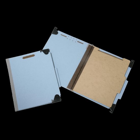 Picture of SKILCRAFT Hanging File Folders With 4-Section Fastener, 1in Capacity, Letter Size, 60% Recycled, Light Blue, Box Of 10 (AbilityOne 7530-01-372-3102)