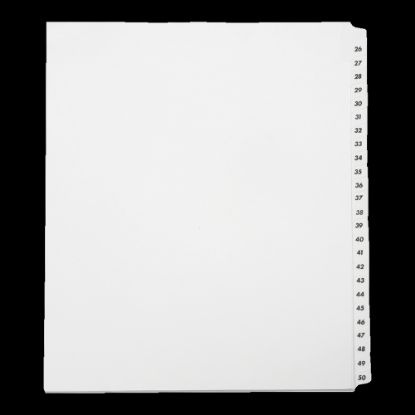 Picture of SKILCRAFT Index Divider Sheets With Numerical Tabs, 26-50, Letter Size, Clear, Set Of 25 (AbilityOne 7530-01-407-2248)