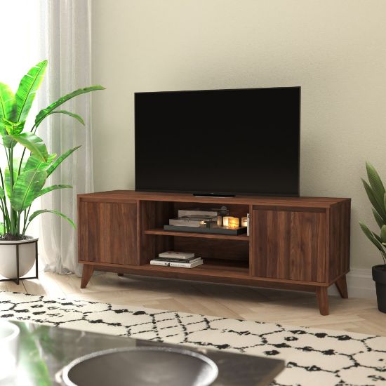 Picture of Flash Furniture Hatfield Wood TV Stand For 64in TVs, 21-3/4inH x 64inW x 17-3/4in, Dark Walnut