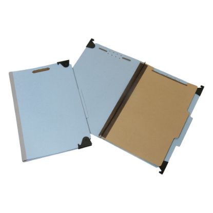 Picture of SKILCRAFT Heavy-Duty Hanging File Folders With 4-Section Fastener, 1in Capacity, Legal Size, 60% Recycled, Blue, Box Of 5 (AbilityOne 7530-01-621-6200)