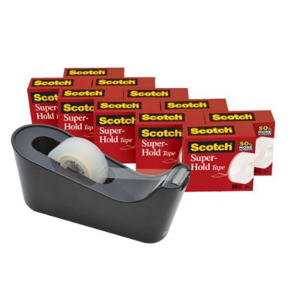 Picture of Scotch Super-Hold Tape, With C18 Desktop Dispenser, 3/4in x 1,000in, Clear, Pack Of 10 Rolls