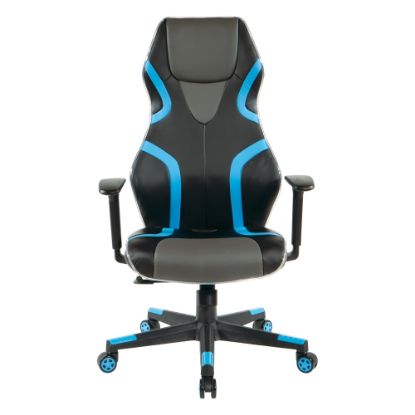 Picture of Office Star Rogue Faux Leather Gaming Chair, Black/Blue