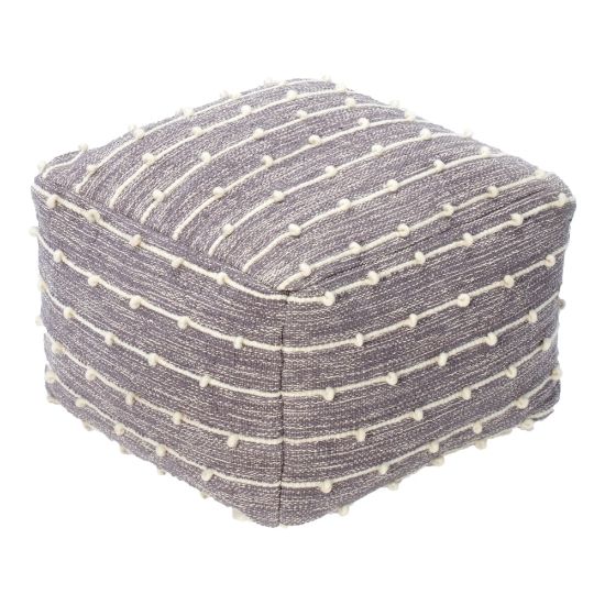 Picture of Anji Mountain Georgette Pouf Ottoman, Gray/Ivory