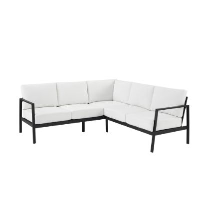 Picture of Linon Abilene Aluminum Outdoor Sectional Sofa, 31-1/4inH x 77-1/2inW x 78-1/2inD, White/Black