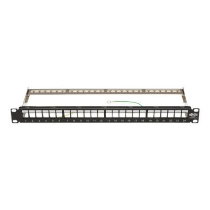 Picture of Tripp Lite 24-Port 1U Rack-Mount Shielded Blank Keystone/Multimedia Patch Panel, RJ45 Ethernet, USB, HDMI, Cat5e/6 - Patch panel - black - 1U - 19in - 24 ports