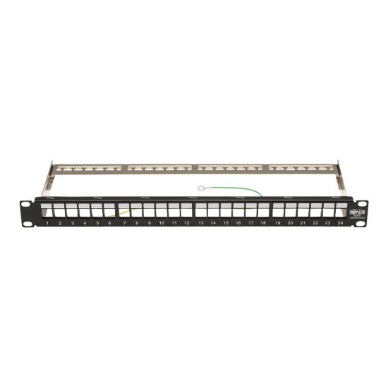 Picture of Tripp Lite 24-Port 1U Rack-Mount Shielded Blank Keystone/Multimedia Patch Panel, RJ45 Ethernet, USB, HDMI, Cat5e/6 - Patch panel - black - 1U - 19in - 24 ports